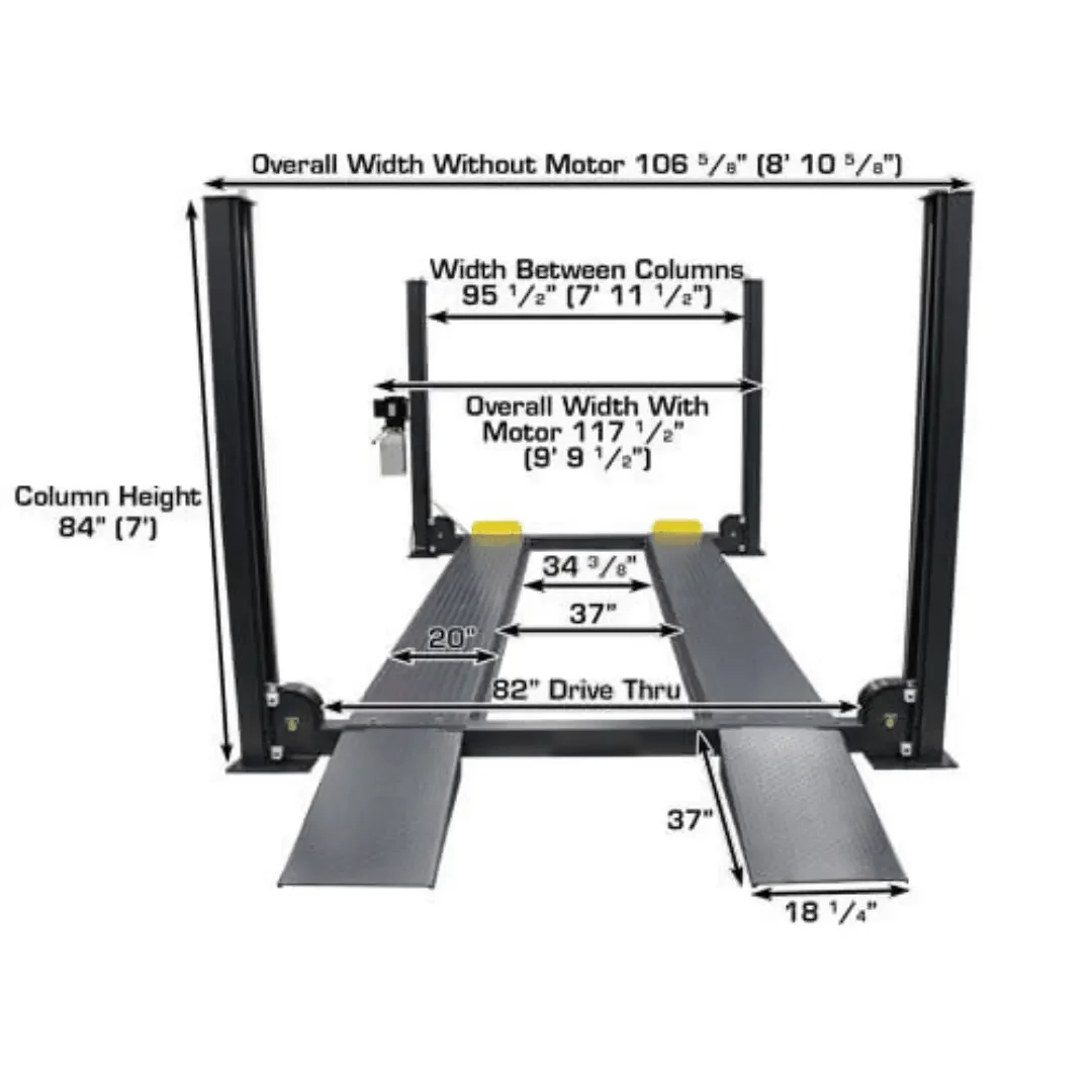Atlas PREMIUM 408SL 4 Post Lift + RJ35 Sliding Jacks Combo - Image 8
