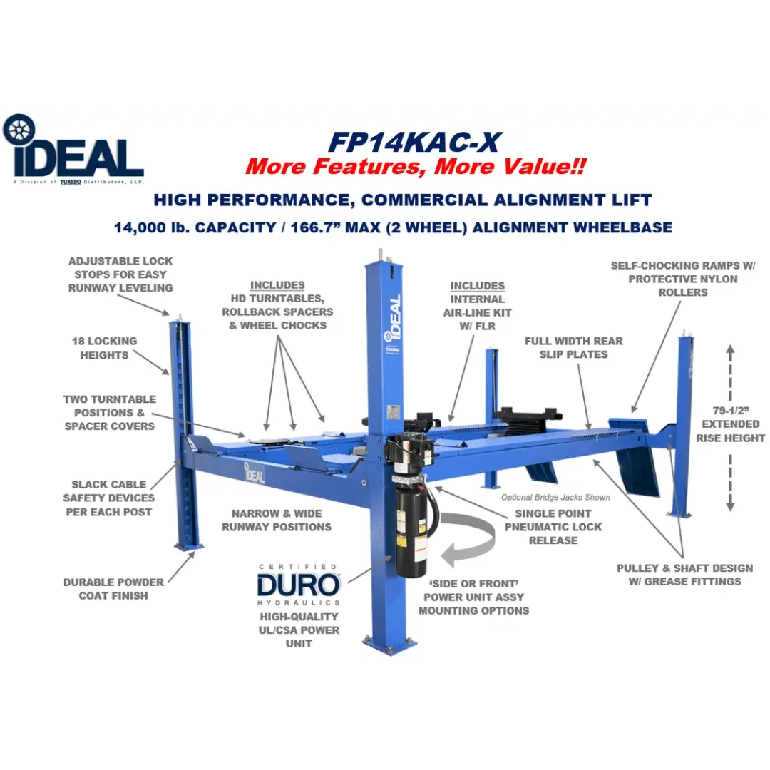 iDEAL FP14KAC-X 4 Post Alignment Lift - Image 9